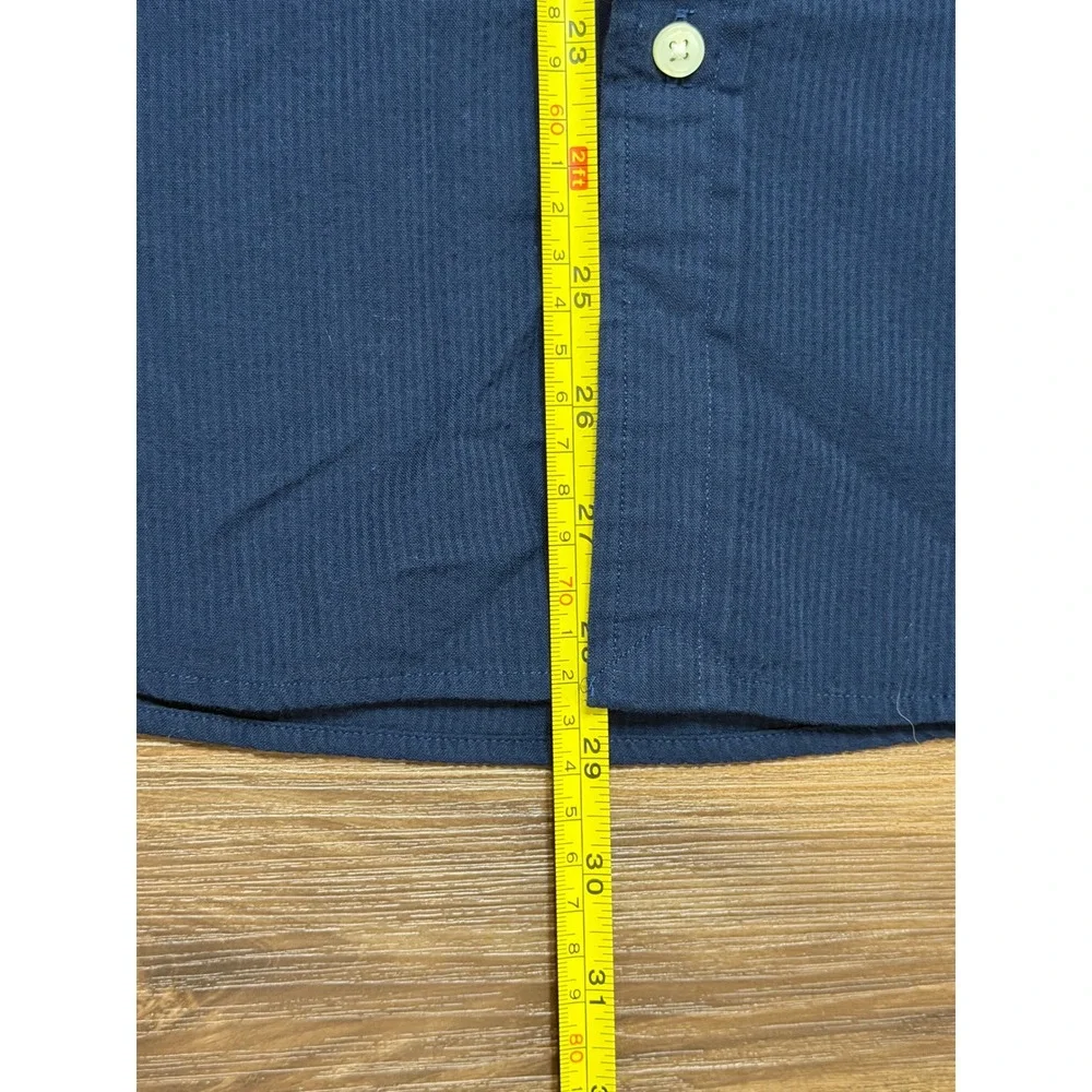 Polo Ralph Lauren Mens Navy Seersucker Short Sleeve Untucked Fit Shirt Sz M